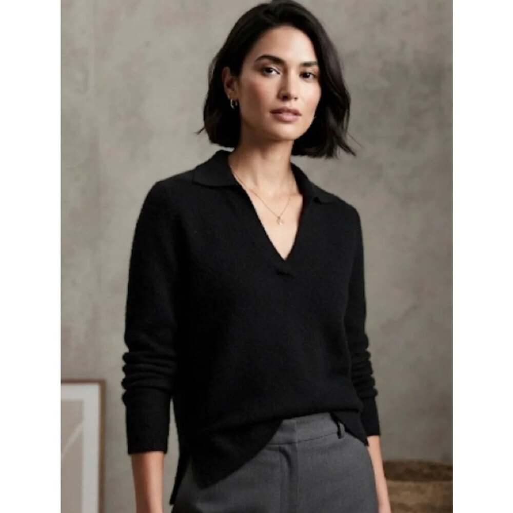 J. Crew Black Extra Soft Collared Polo Sweater